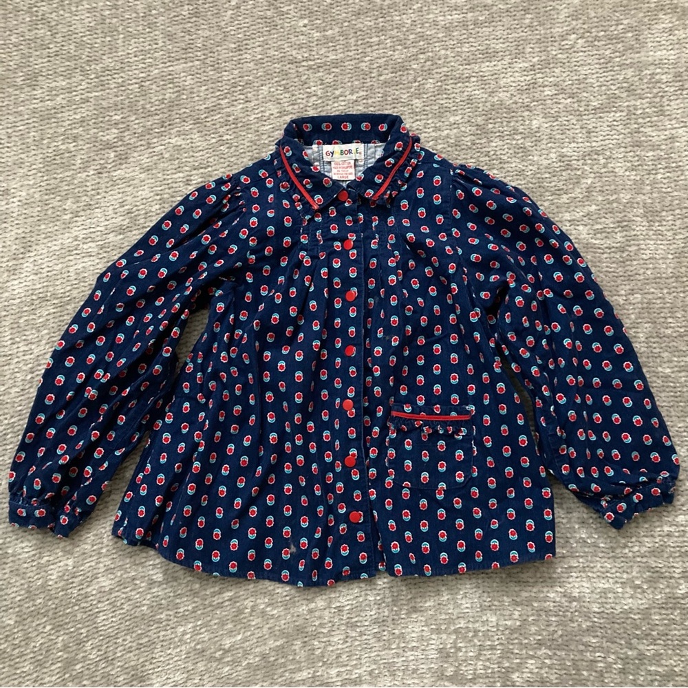 Vintage Gymboree Floral Corduroy Shirt Large Long Sleeve‎ Blouse Cottagecore